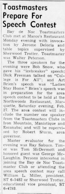 Barrel + Beam (Northwoods Supper Club) - Feb 1965 Article On Event